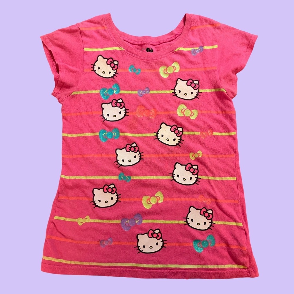 Y2K Hello Kitty Striped Graphic Baby Tee Shirt Sanrio Scene #17